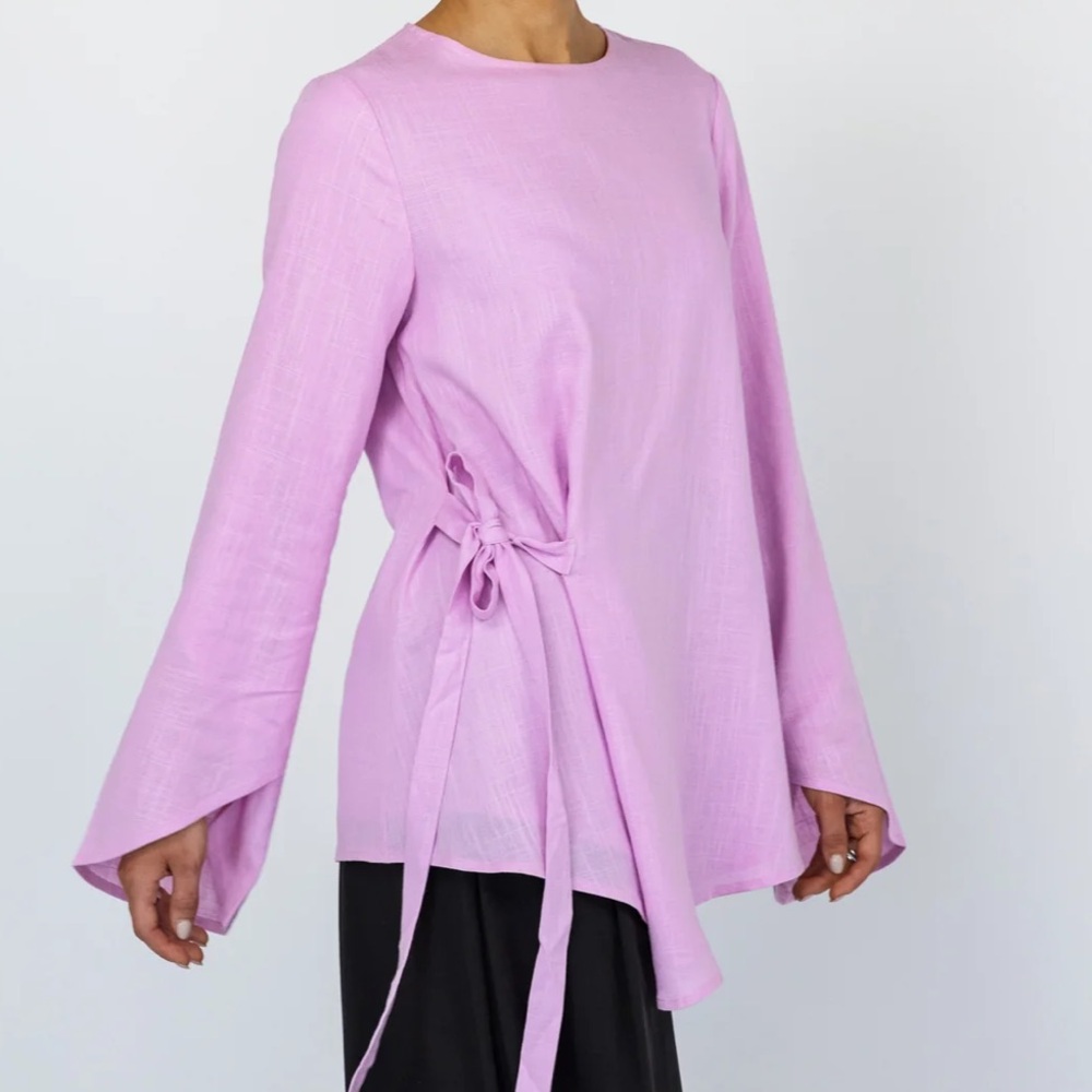 Vela Tie Front Top - 2XL -Pink/Lilac
